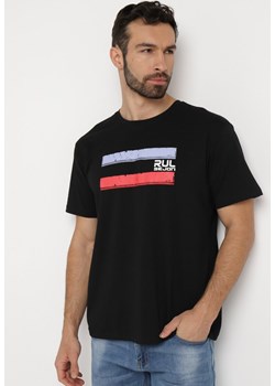 Czarna Koszulka Bawełniana z Nadrukiem Junikobia ze sklepu Born2be Odzież w kategorii T-shirty męskie - zdjęcie 169867955