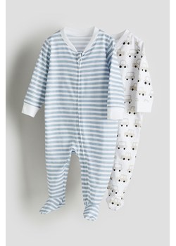 H & M - Piżama jednoczęściowa z suwakiem 2-pak - Niebieski ze sklepu H&M w kategorii Pajacyki - zdjęcie 169871657