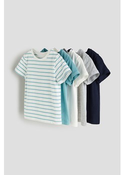 H & M - Bawełniany T-shirt 5-pak - Turkusowy ze sklepu H&M w kategorii T-shirty chłopięce - zdjęcie 169871688