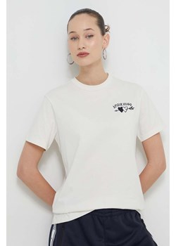 HUGO t-shirt bawełniany damski kolor beżowy 50518315 ze sklepu ANSWEAR.com w kategorii Bluzki damskie - zdjęcie 169872526