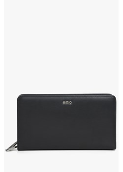 Estro: Duża skórzana portmonetka męska w kolorze czarnym ze sklepu Estro w kategorii Portfele męskie - zdjęcie 169873945