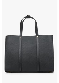 Estro: Pojemna czarna torba damska typu shopper ze skóry naturalnej ze sklepu Estro w kategorii Torby Shopper bag - zdjęcie 169873975