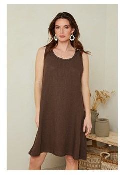 Le Monde du Lin Lniana sukienka w kolorze brązowym ze sklepu Limango Polska w kategorii Sukienki - zdjęcie 169875418