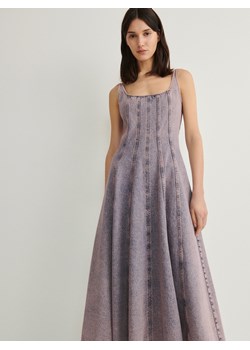 Reserved - Denimowa sukienka z przeszyciami - różowy ze sklepu Reserved w kategorii Sukienki - zdjęcie 169879097