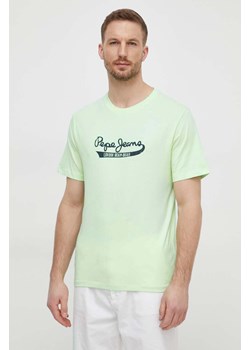 Pepe Jeans t-shirt bawełniany męski kolor zielony z nadrukiem ze sklepu ANSWEAR.com w kategorii T-shirty męskie - zdjęcie 169880038