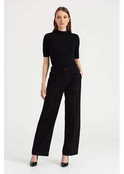Spodnie klasyczne damskie z szeroką nogawką czarne ze sklepu 5.10.15 w kategorii Spodnie damskie - zdjęcie 169880155