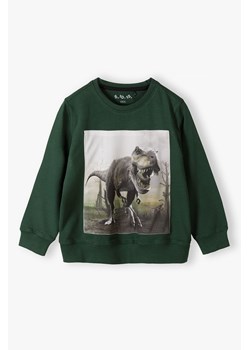 Bawełniana bluza chłopięca z dinozaurem - butelkowa zieleń 5.10.15. ze sklepu 5.10.15 w kategorii Bluzy chłopięce - zdjęcie 169880358