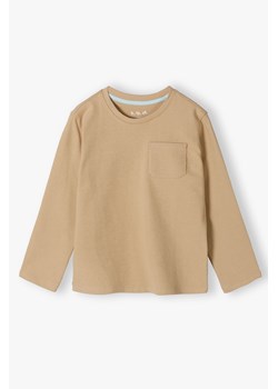 Bawełniana beżowa bluzka z długim rękawem dla chłopca - 5.10.15. ze sklepu 5.10.15 w kategorii T-shirty chłopięce - zdjęcie 169880366