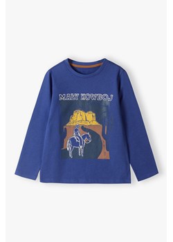 Niebieska bluzka chłopięca z długim rękawem z bawełny ze sklepu 5.10.15 w kategorii T-shirty chłopięce - zdjęcie 169880479