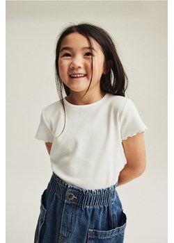 H & M - Top z dżerseju w prążki - Biały ze sklepu H&M w kategorii Bluzki dziewczęce - zdjęcie 169882679