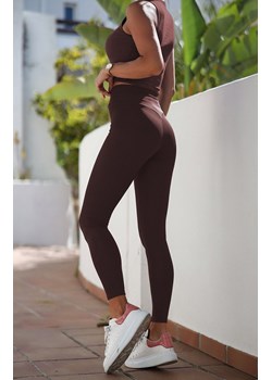 Czekoladowe elastyczne legginsy push-up Wish T28, Kolor czekoladowy, Rozmiar 40, Ivon ze sklepu Intymna w kategorii Spodnie damskie - zdjęcie 169882768