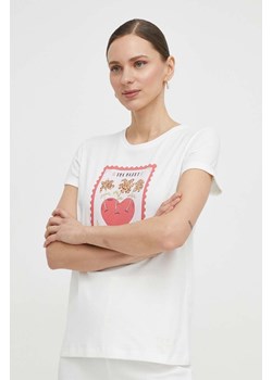 Twinset t-shirt bawełniany damski kolor beżowy ze sklepu ANSWEAR.com w kategorii Bluzki damskie - zdjęcie 169887488
