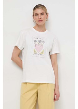 Twinset t-shirt bawełniany damski kolor beżowy ze sklepu ANSWEAR.com w kategorii Bluzki damskie - zdjęcie 169887498
