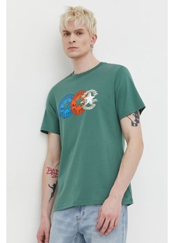 Converse t-shirt bawełniany męski kolor zielony z nadrukiem ze sklepu ANSWEAR.com w kategorii T-shirty męskie - zdjęcie 169887597