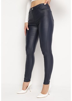 Granatowe Spodnie Skinny z Ekoskóry Beranne ze sklepu Born2be Odzież w kategorii Spodnie damskie - zdjęcie 169892687