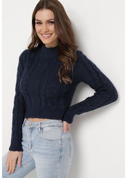 Granatowy Sweter Aahtela ze sklepu Born2be Odzież w kategorii Swetry damskie - zdjęcie 169893348