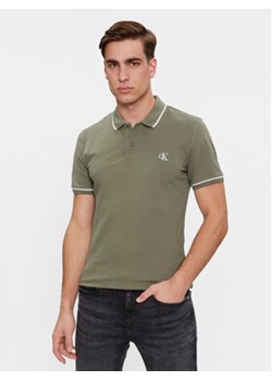 Calvin Klein Jeans Polo Tipping J30J315603 Zielony Regular Fit ze sklepu MODIVO w kategorii T-shirty męskie - zdjęcie 169895987