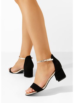 Czarne sandały na słupku Landete ze sklepu Zapatos w kategorii Sandały damskie - zdjęcie 169905298