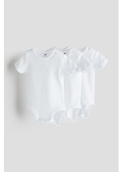 H & M - Body z bawełnianego dżerseju 3-pak - Biały ze sklepu H&M w kategorii Body niemowlęce - zdjęcie 169907567