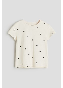 H & M - Wzorzysty T-shirt z bawełnianego dżerseju - Beżowy ze sklepu H&M w kategorii Bluzki dziewczęce - zdjęcie 169908016