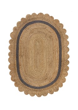 H & M - Owalny Ząbkowany Jutowy Dywan Grace - Brązowy ze sklepu H&M w kategorii Dywany - zdjęcie 169909065
