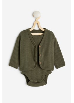 H & M - Dwuczęściowy komplet kardigan i body - Zielony ze sklepu H&M w kategorii Komplety niemowlęce - zdjęcie 169909156