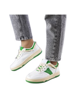 Zielone damskie sneakersy Marcella białe ze sklepu ButyModne.pl w kategorii Buty sportowe damskie - zdjęcie 169909399