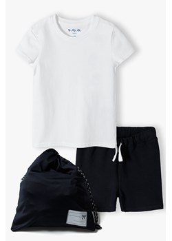 Komplet gimnastyczny dla dziewczynki - granatowe spodenki i biały t-shirt ze sklepu 5.10.15 w kategorii Komplety dziewczęce - zdjęcie 169910807