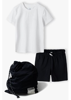 Komplet ubrań na gimnastykę - granatowe szorty + biały t-shirt + worek ze sklepu 5.10.15 w kategorii Komplety chłopięce - zdjęcie 169910879