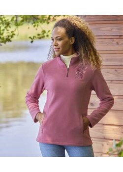 Sweter z mikropolaru z kwiatowym haftem ze sklepu Atlas For Men w kategorii Bluzy damskie - zdjęcie 169913915