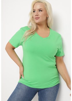 Zielona Bluzka z Trójkątnym Dekoltem Diffindia ze sklepu Born2be Odzież w kategorii Bluzki damskie - zdjęcie 169936167