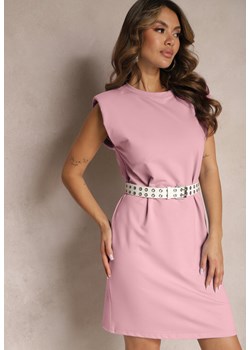 Różowa Pudełkowa Sukienka Bez Rękawów z Usztywnionymi Ramionami Orchissa ze sklepu Renee odzież w kategorii Sukienki - zdjęcie 169937178