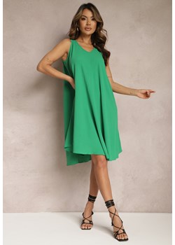 Zielona Trapezowa Sukienka Midi na Ramiączkach Herddia ze sklepu Renee odzież w kategorii Sukienki - zdjęcie 169937238