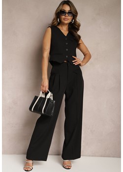 Czarne Eleganckie Spodnie Garniturowe z Wysokim Stanem Lainiva ze sklepu Renee odzież w kategorii Spodnie damskie - zdjęcie 169937378