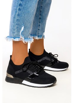 Czarne sneakersy Casu buty sportowe na ukrytym koturnie sznurowane 7-K2145A ze sklepu Casu.pl w kategorii Buty sportowe damskie - zdjęcie 169945997