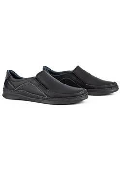 Buty męskie wsuwane skórzane SLIP-ON 216GT czarne ze sklepu butyolivier w kategorii Półbuty męskie - zdjęcie 169949287
