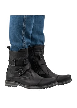 Buty męskie sztyblety skórzane 82KZ czarne ze sklepu butyolivier w kategorii Buty zimowe męskie - zdjęcie 169950279