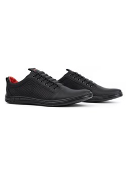 Buty męskie skórzane casual 2121p czarne ze sklepu butyolivier w kategorii Półbuty męskie - zdjęcie 169950868