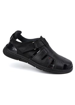 Sandały męskie skórzane na rzep 222 KAM czarne ze sklepu butyolivier w kategorii Sandały męskie - zdjęcie 169951105