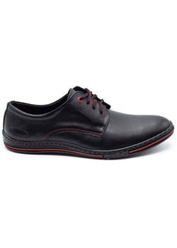 Skórzane buty męskie 295LU czarne z czerwonym ze sklepu butyolivier w kategorii Buty eleganckie męskie - zdjęcie 169951288