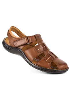 Sandały męskie skórzane 220KAM brązowe ze sklepu butyolivier w kategorii Sandały męskie - zdjęcie 169952156
