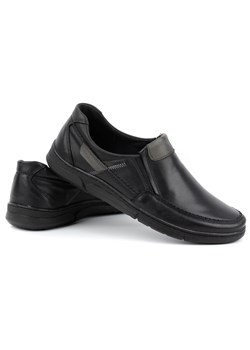 Buty męskie skórzane wsuwane 62K czarne ze sklepu butyolivier w kategorii Półbuty męskie - zdjęcie 169953487