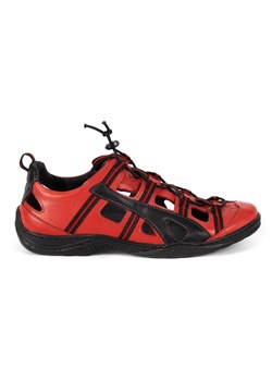 Buty męskie skórzane ażurowe 26KAM czerwone ze sklepu butyolivier w kategorii Sandały męskie - zdjęcie 169953499