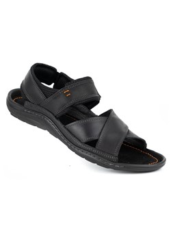 Sandały męskie skórzane 336GT czarne ze sklepu butyolivier w kategorii Sandały męskie - zdjęcie 169953736