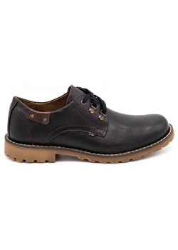 Buty męskie trzewiki skórzane 812MP czarne z brązem ze sklepu butyolivier w kategorii Półbuty męskie - zdjęcie 169955316