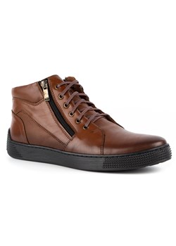Buty męskie skórzane sneakersy 120SW brązowe ze sklepu butyolivier w kategorii Półbuty męskie - zdjęcie 169955516