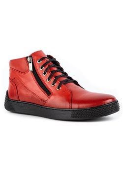 Buty męskie skórzane sneakersy 120SW czerwone ze sklepu butyolivier w kategorii Półbuty męskie - zdjęcie 169955705