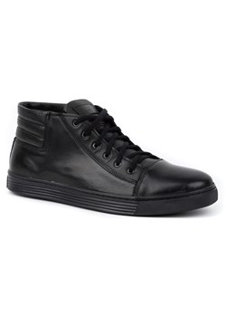 Sneakersy męskie skórzane za kostkę 304S czarne ze sklepu butyolivier w kategorii Półbuty męskie - zdjęcie 169956136