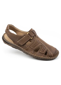 Sandały męskie skórzane na lato 678MA brązowe ze sklepu butyolivier w kategorii Sandały męskie - zdjęcie 169957006