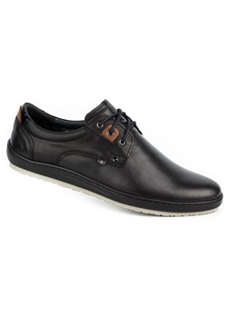 Buty męskie skórzane casual 24KAM czarne ze sklepu butyolivier w kategorii Półbuty męskie - zdjęcie 169957007